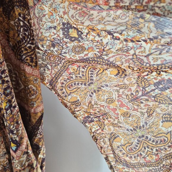 Xhilaration Orange Brown Boho Gypsy Gauze Semi-Sheer Maxi Dress Size Small - Picture 4 of 12